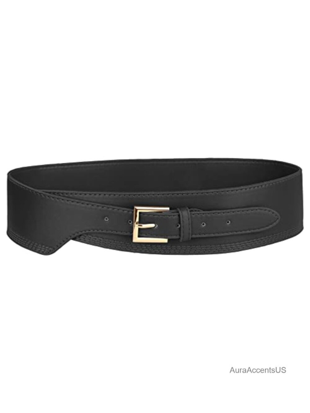 Faux Leather Wide Buckle Waist Belt for Dress Coat